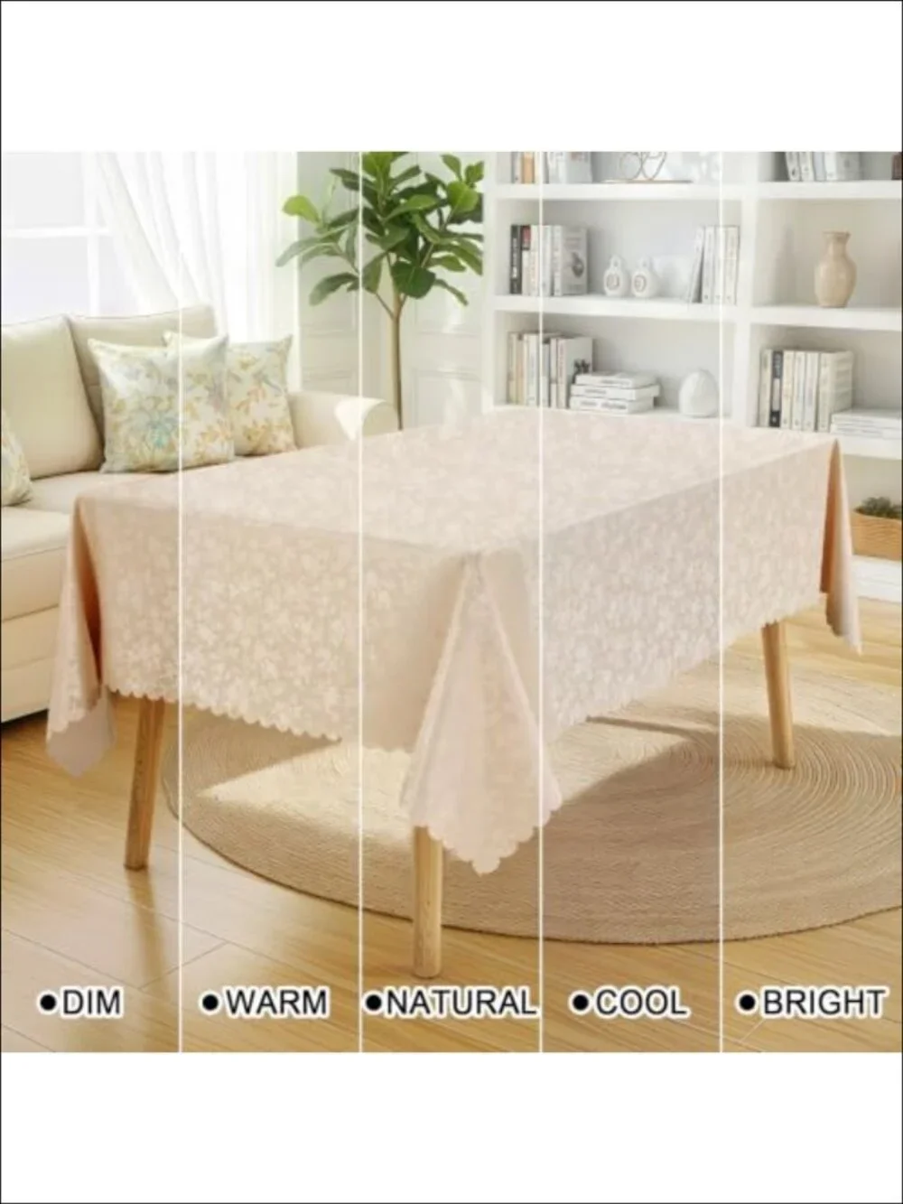 Waterproof Vinyl Tablecloth 60x102 Floral Embossed Heavy Duty Rectangle Dining